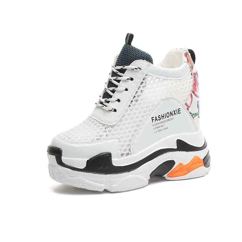 Sports Women Graffiti Casual Thick Sole 10cm Mesh Shoes - Taylor K Shop