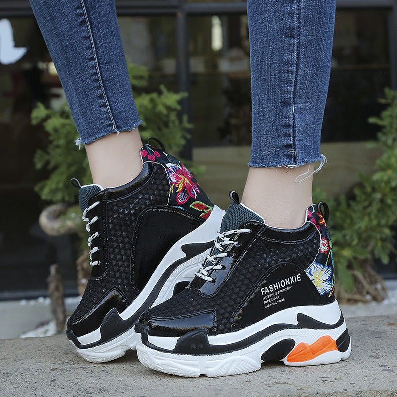 Sports Women Graffiti Casual Thick Sole 10cm Mesh Shoes - Taylor K Shop