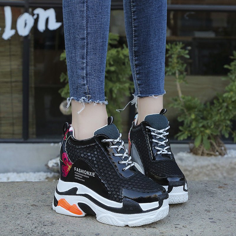 Sports Women Graffiti Casual Thick Sole 10cm Mesh Shoes - Taylor K Shop
