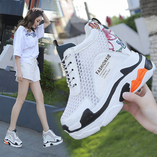 Sports Women Graffiti Casual Thick Sole 10cm Mesh Shoes - Taylor K Shop