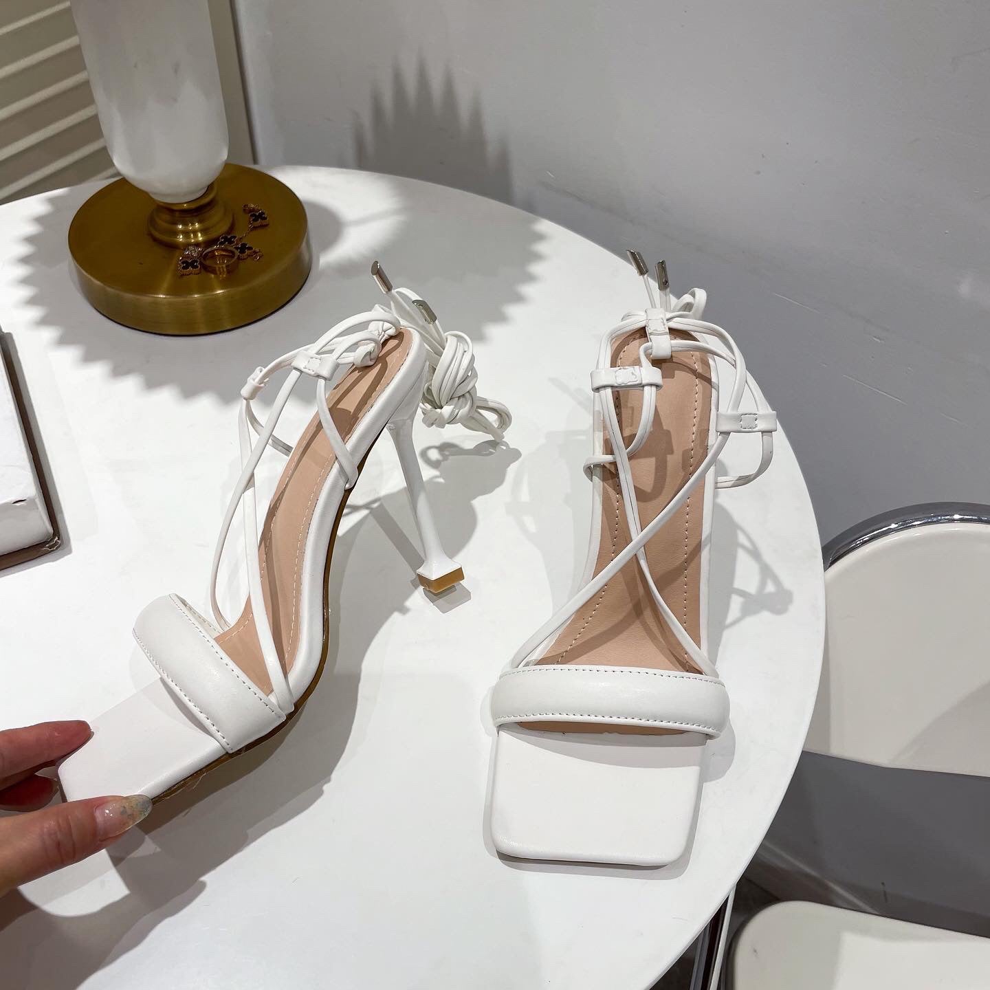 Stiletto Cutout Ankle Strap Stiletto Heels - Taylor K Shop