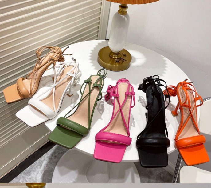 Stiletto Cutout Ankle Strap Stiletto Heels - Taylor K Shop