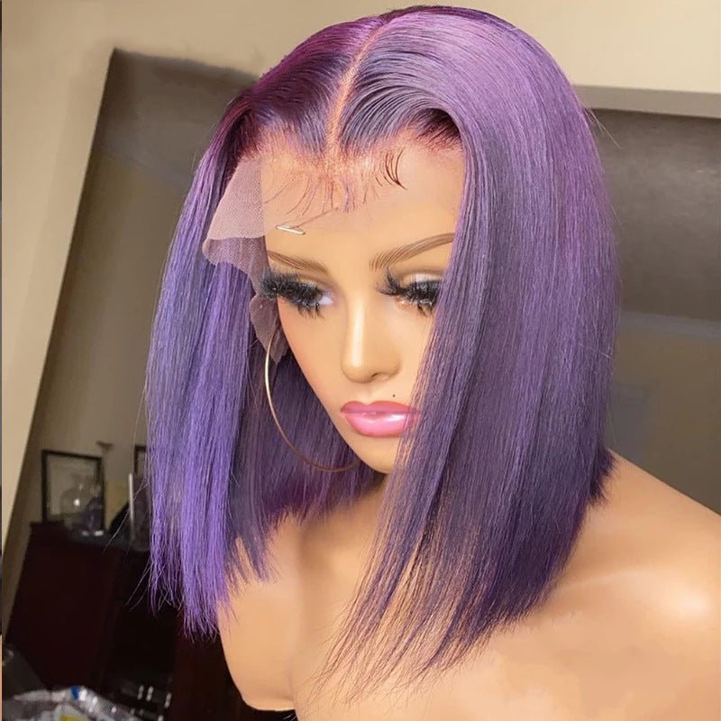 Straight Black Short Bob Synthetic Lace Front Wigs - Taylor K Shop