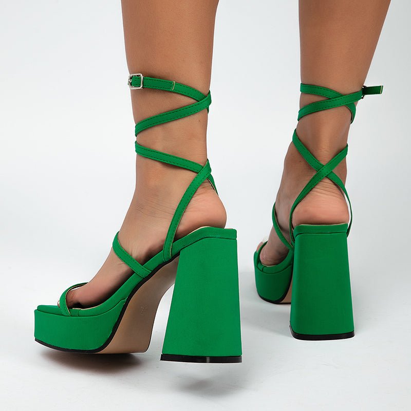 Strap Sandals Women High Heel Chunky Shoes Fashion Summer Pumps - Taylor K Shop