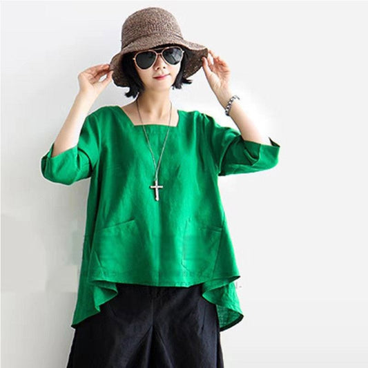 Summer Cotton And Linen Blouse Ethnic Style Retro Loose Casual Linen Top - Taylor K Shop