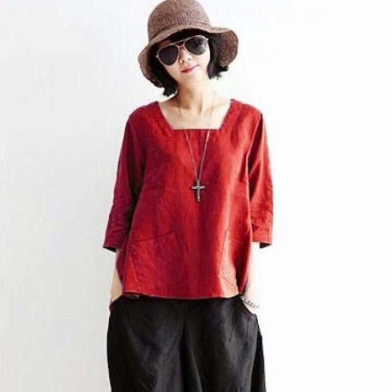 Summer Cotton And Linen Blouse Ethnic Style Retro Loose Casual Linen Top - Taylor K Shop