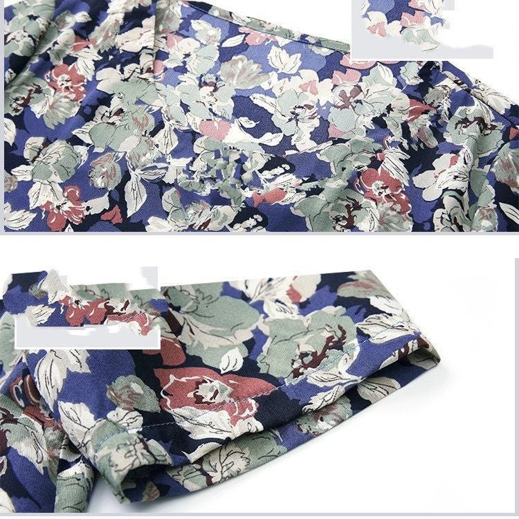 Summer Mid - Sleeve Loose Mother Dress Shirt Round Neck Plus Size Blouse - Taylor K Shop