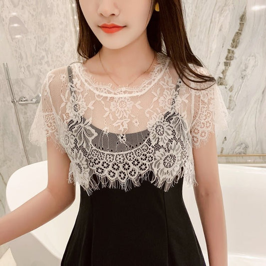 Summer New Korean Lace Blouse Round Neck Short False - Taylor K Shop