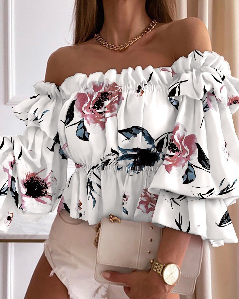 Summer New Style Collar Sexy Fashion Long - sleeved Waist Short Blouse Women - Taylor K Shop