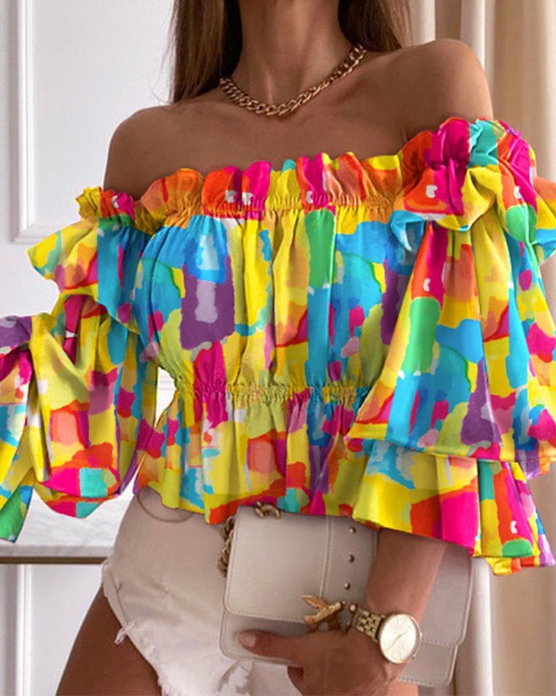 Summer New Style Collar Sexy Fashion Long - sleeved Waist Short Blouse Women - Taylor K Shop