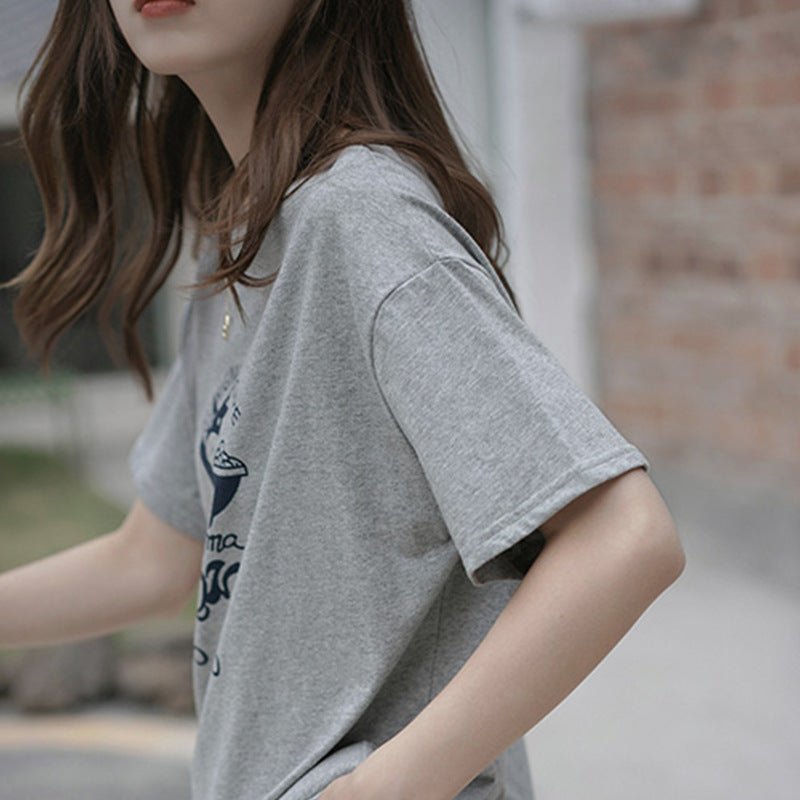 Summer New Women's Korean Style Loose Lazy Casual Round Neck Blouse - Taylor K Shop
