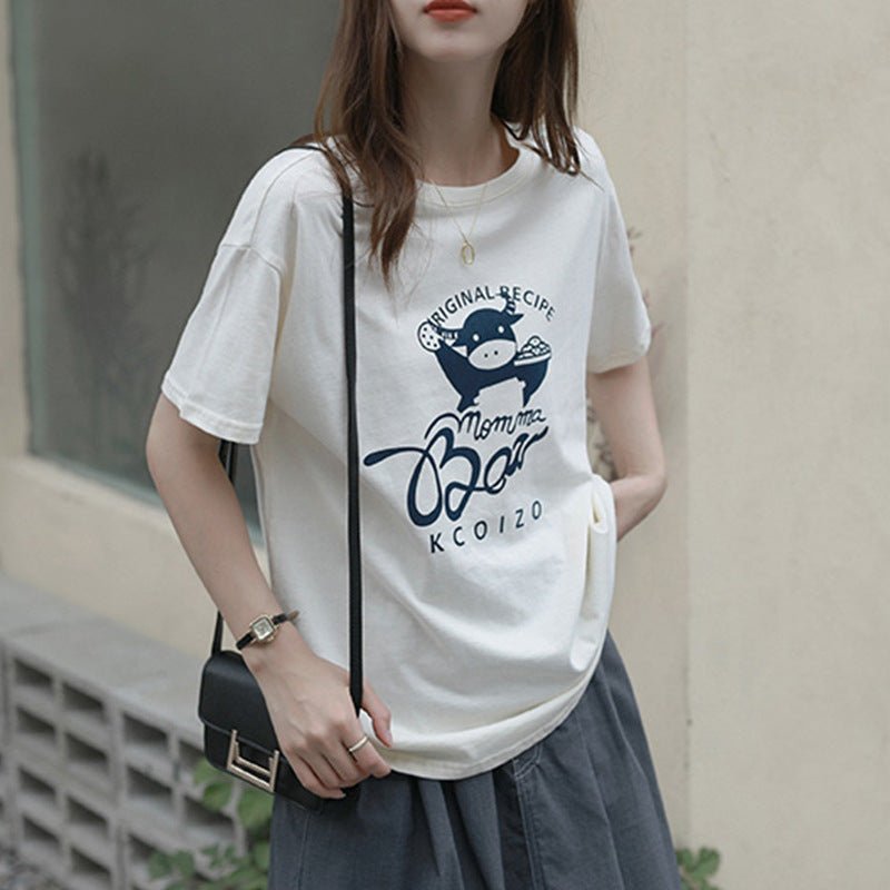 Summer New Women's Korean Style Loose Lazy Casual Round Neck Blouse - Taylor K Shop