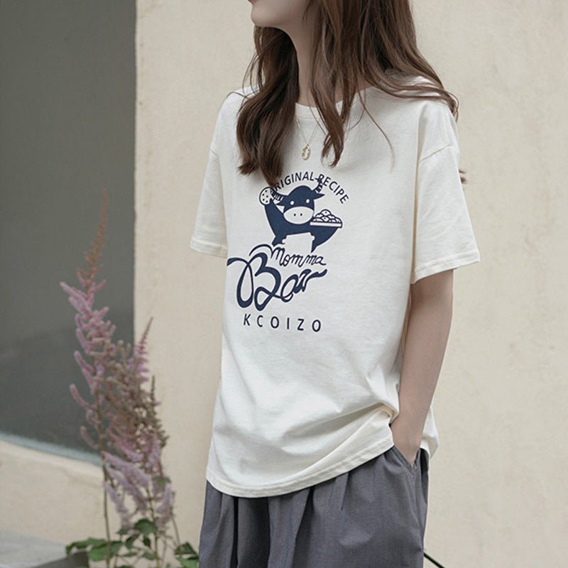Summer New Women's Korean Style Loose Lazy Casual Round Neck Blouse - Taylor K Shop
