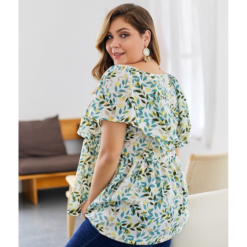 Summer plus - size print blouse for women's fashion - Taylor K Shop