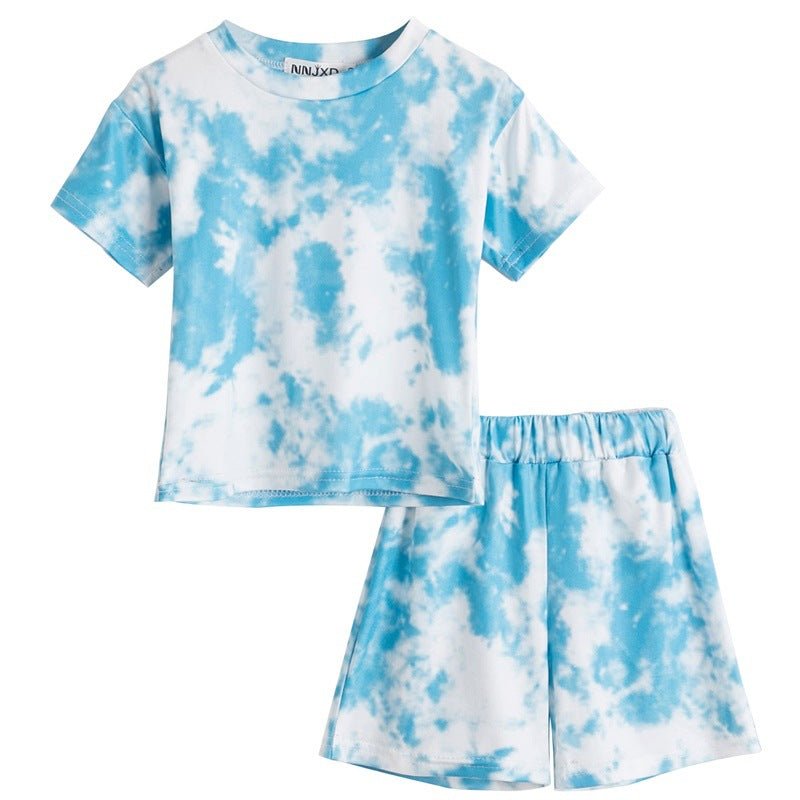 Summer Printing And Dyeing Round Neck Blouse And Shorts Two - Piece Sports Style - Taylor K Shop