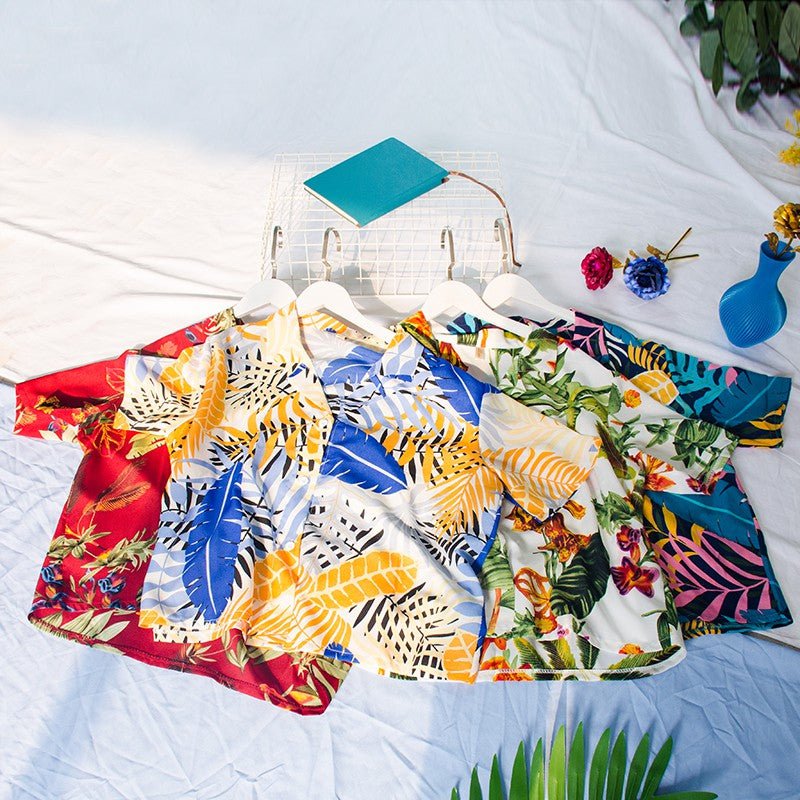 Summer retro V - neck short sleeve shirt blouse - Taylor K Shop