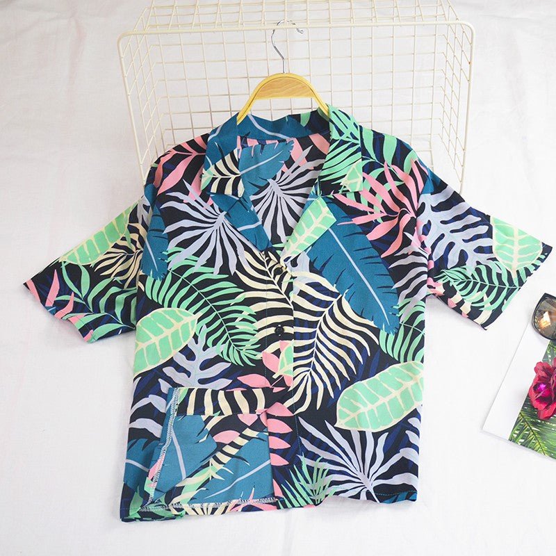 Summer retro V - neck short sleeve shirt blouse - Taylor K Shop