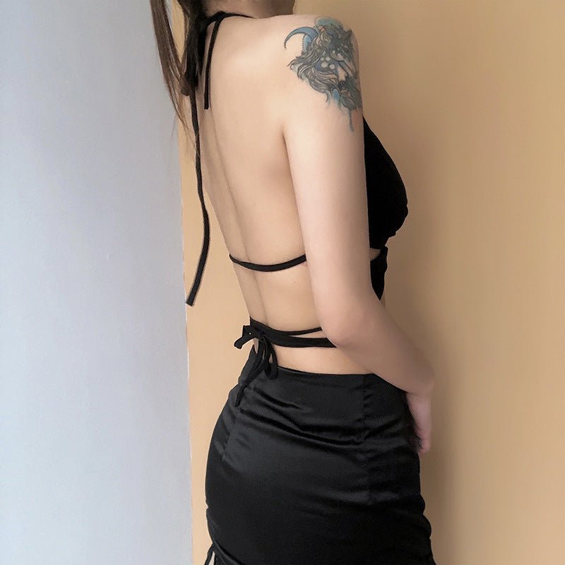 Summer Short Solid Color Ladies Blouse Sexy Suspenders - Taylor K Shop