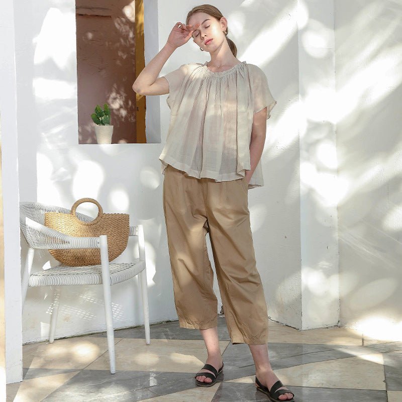 Summer Slightly Transparent Loose Large Size Dolman Sleeve Blouse - Taylor K Shop