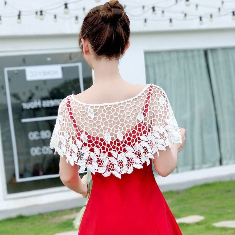 Summer Wispy Knit Blouse Small Shawl Lace Short - Taylor K Shop