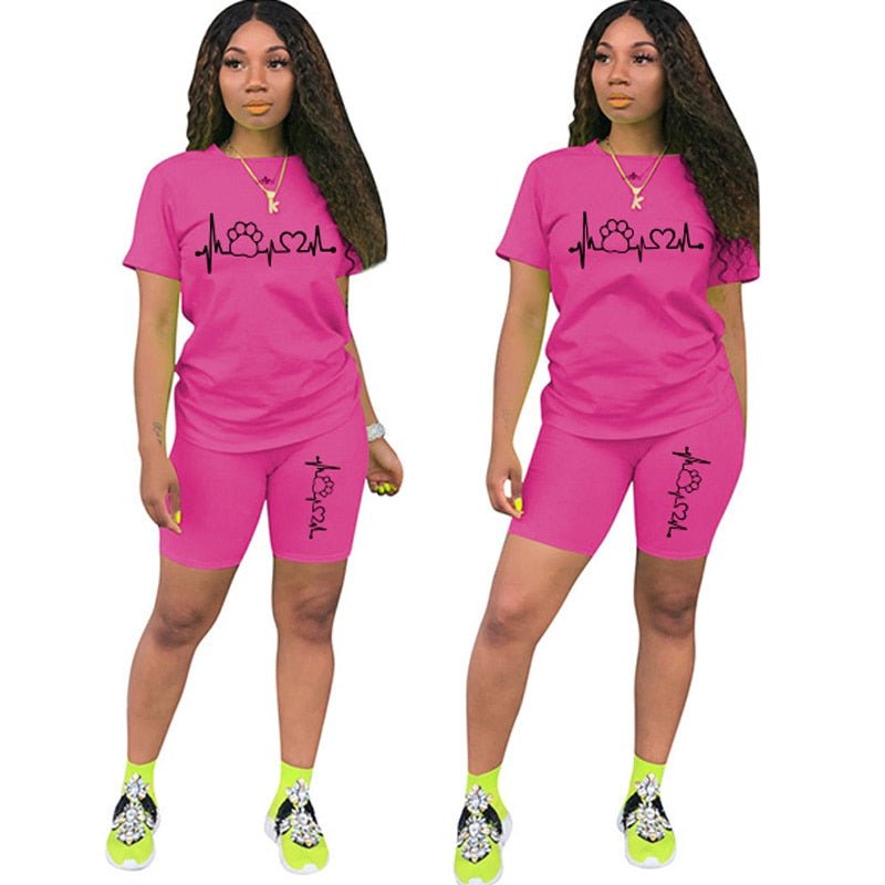 Summer Women Two Piece Set Sportswear T-Shirts and Shorts Ladies Casual O - Neck Pullover Short Sleeve T-Shirt Casual Tracksuit - Taylor K Shop
