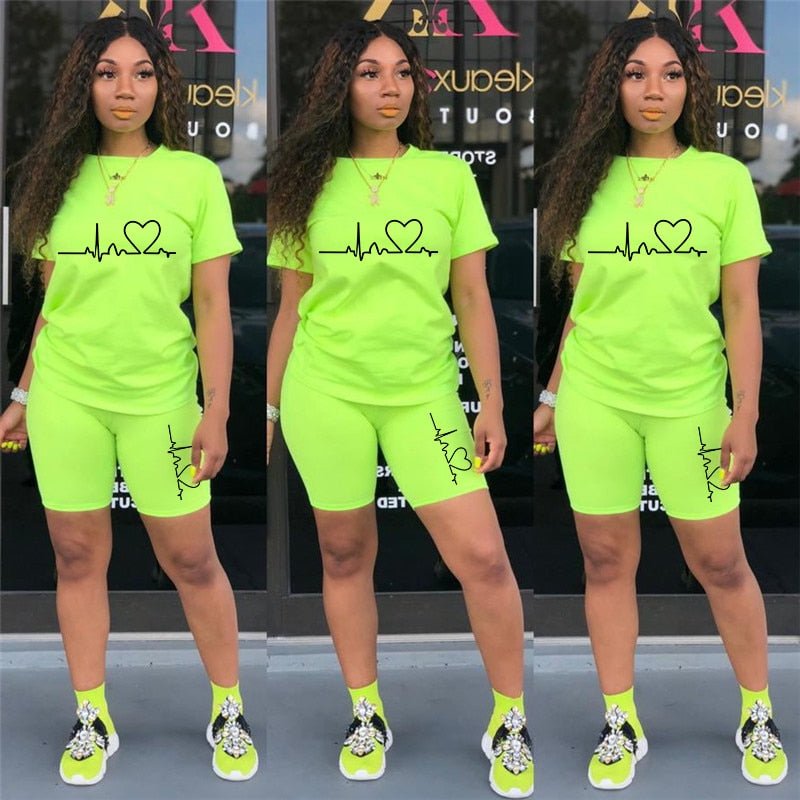 Summer Women Two Piece Set Sportswear T-Shirts and Shorts Ladies Casual O - Neck Pullover Short Sleeve T-Shirt Casual Tracksuit - Taylor K Shop