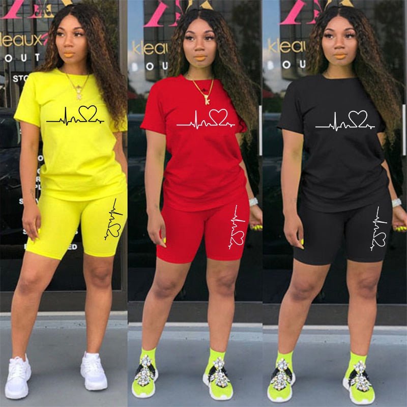 Summer Women Two Piece Set Sportswear T-Shirts and Shorts Ladies Casual O - Neck Pullover Short Sleeve T-Shirt Casual Tracksuit - Taylor K Shop