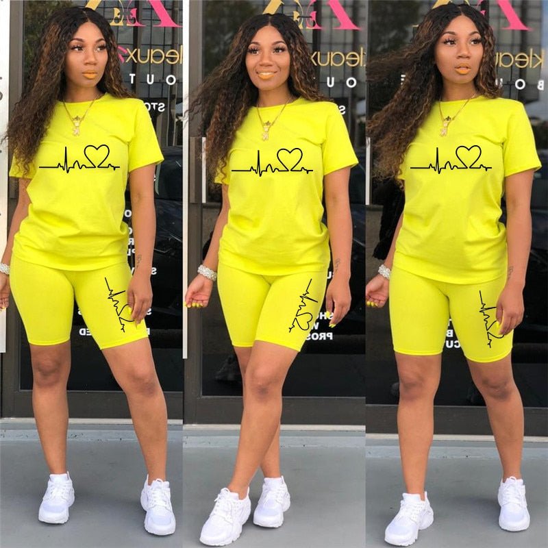 Summer Women Two Piece Set Sportswear T-Shirts and Shorts Ladies Casual O - Neck Pullover Short Sleeve T-Shirt Casual Tracksuit - Taylor K Shop