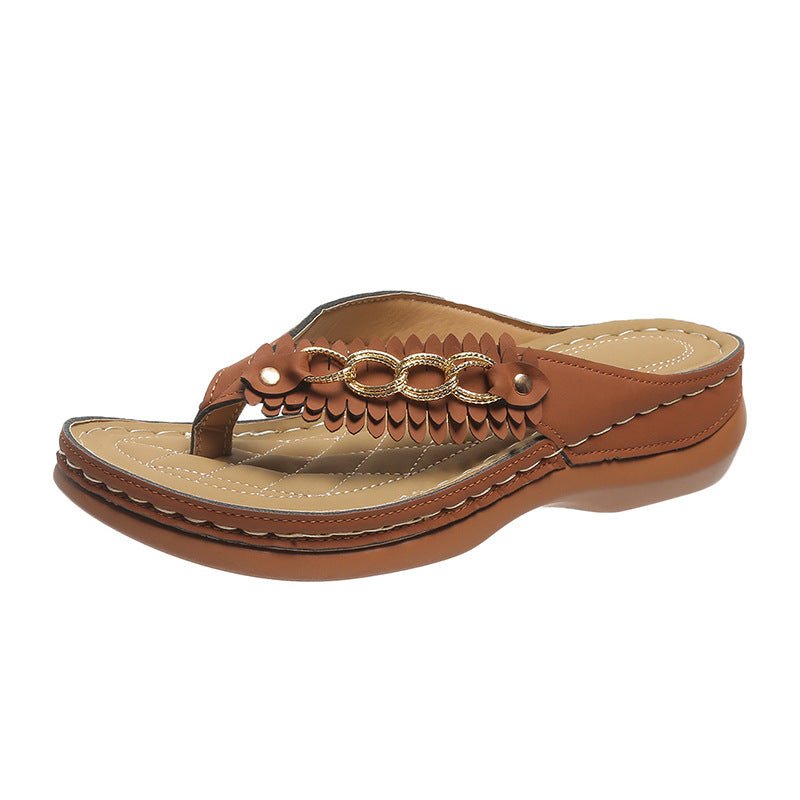 Summer Women Wedge Sandals With Chain Anti - Slip Slippers Retro Slides Flip Flops Shoes - Taylor K Shop