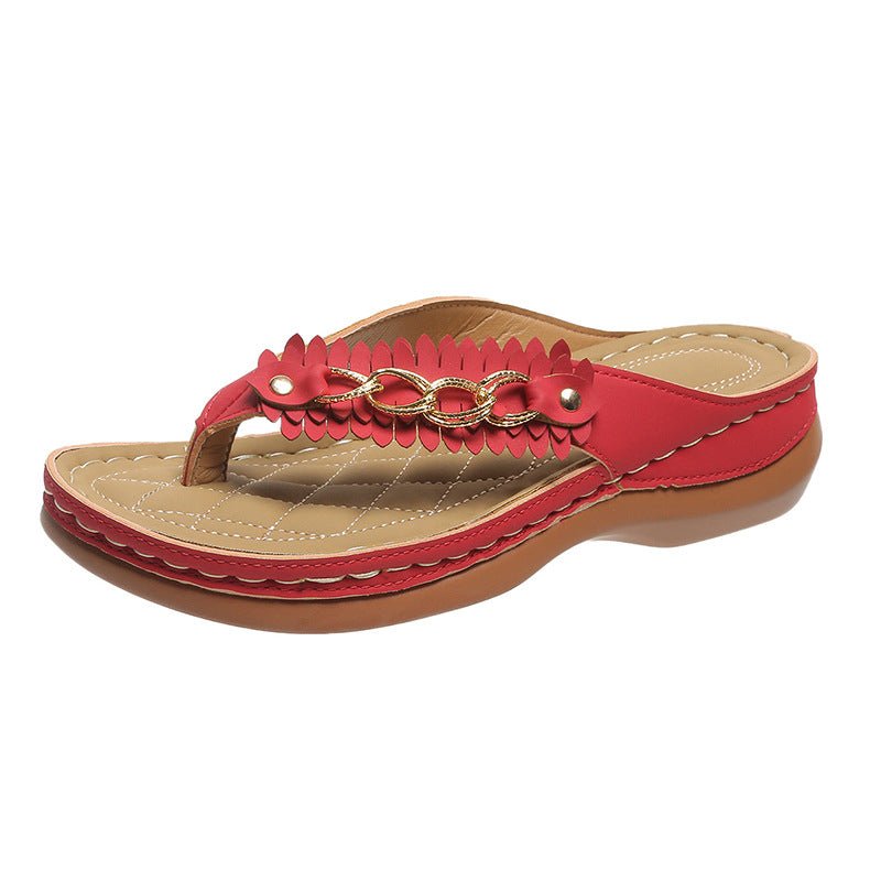 Summer Women Wedge Sandals With Chain Anti - Slip Slippers Retro Slides Flip Flops Shoes - Taylor K Shop