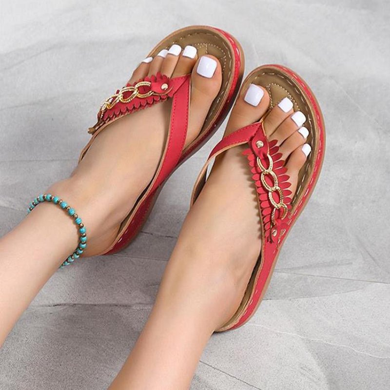 Summer Women Wedge Sandals With Chain Anti - Slip Slippers Retro Slides Flip Flops Shoes - Taylor K Shop