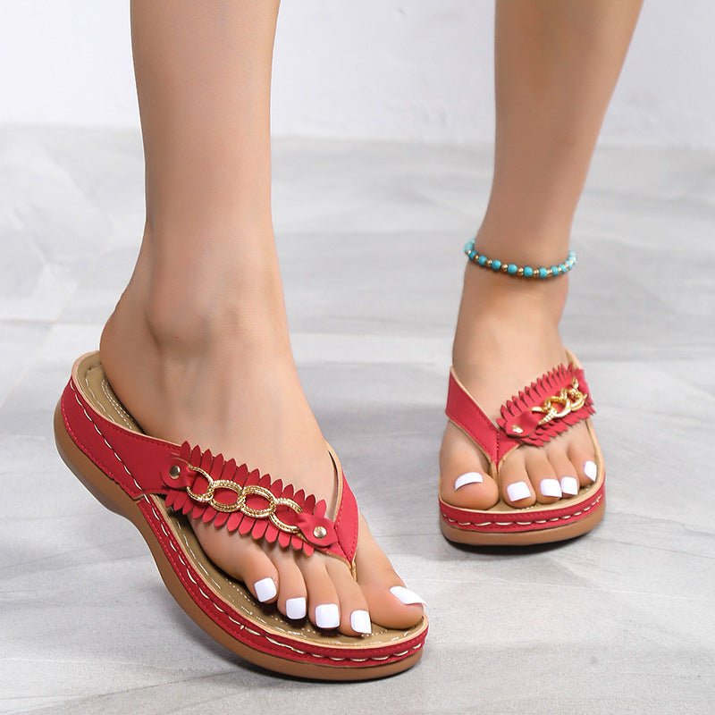 Summer Women Wedge Sandals With Chain Anti - Slip Slippers Retro Slides Flip Flops Shoes - Taylor K Shop