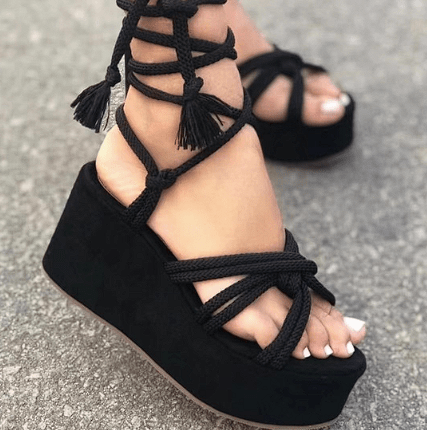 Summer Women Wedges Shoes High Heel Strappy Sandals - Taylor K Shop