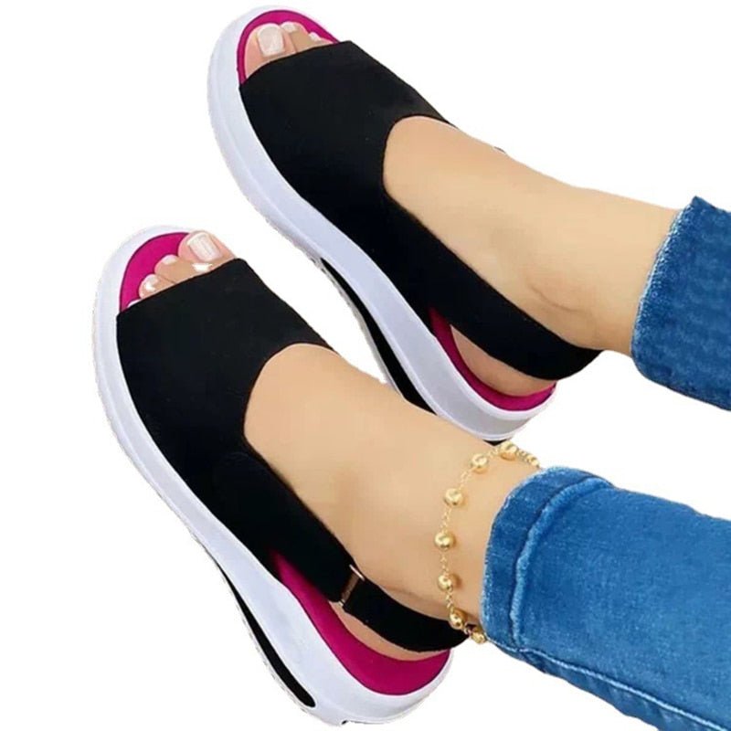 Summer Women's Shoes Platform Sandals Stretch Fabric Fashion Shoes Women Comfort Walking Ladies Sandalias Female Casual Footwear - Taylor K Shop