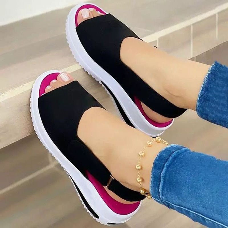 Summer Women's Shoes Platform Sandals Stretch Fabric Fashion Shoes Women Comfort Walking Ladies Sandalias Female Casual Footwear - Taylor K Shop