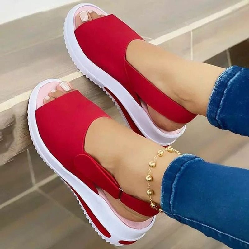 Summer Women's Shoes Platform Sandals Stretch Fabric Fashion Shoes Women Comfort Walking Ladies Sandalias Female Casual Footwear - Taylor K Shop