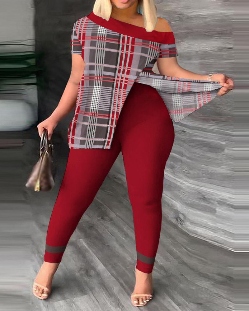 Summer Women's Suit Fashion Printing Short Sleeve Patchwork Top Calf Pants Casual Temperament Commuter Women's Two - piece Suit - Taylor K Shop