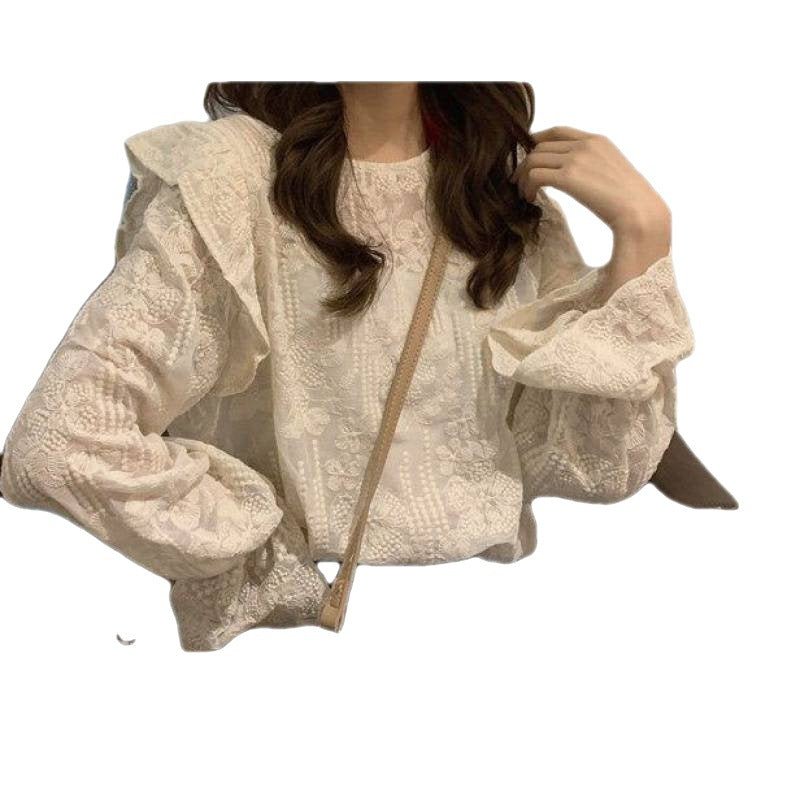 Sweet Trumpet Sleeves Embroidered Lace Blouse Blouse For Women's Wear - Taylor K Shop