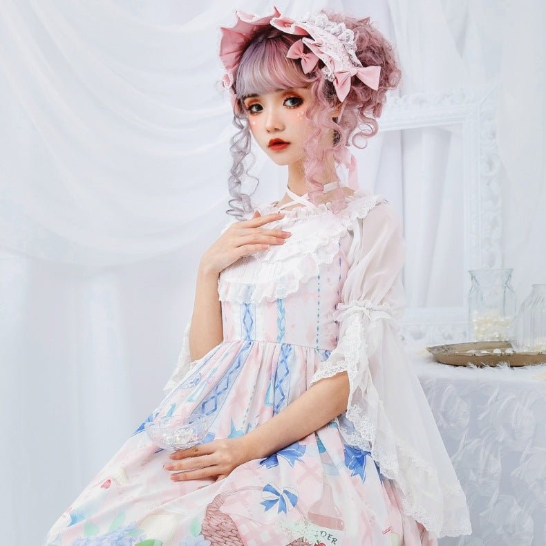 Sweet Women's Chiffon Blouse Flare Sleeve Cross Neck Lolita Top for Summer - Taylor K Shop