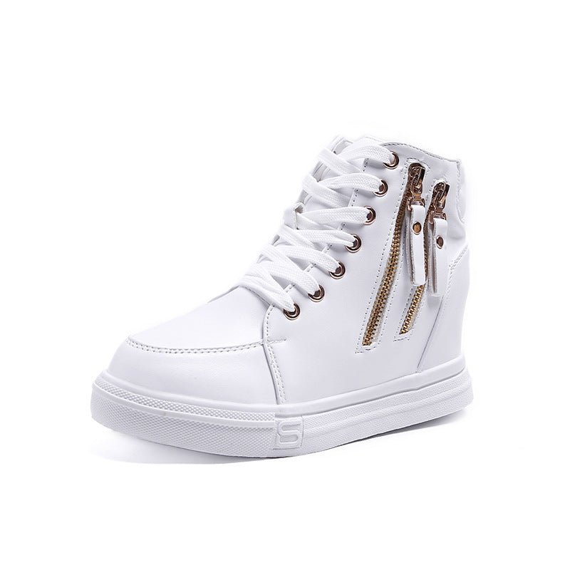 Thick - soled High - top Women's Shoes Spring And Autumn Lace - up White Shoes Casual Women's Shoes - Taylor K Shop