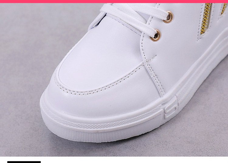 Thick - soled High - top Women's Shoes Spring And Autumn Lace - up White Shoes Casual Women's Shoes - Taylor K Shop