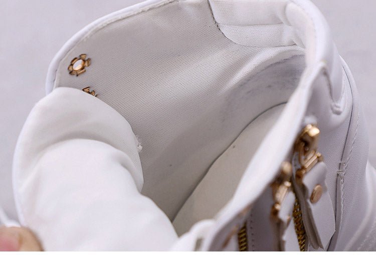 Thick - soled High - top Women's Shoes Spring And Autumn Lace - up White Shoes Casual Women's Shoes - Taylor K Shop