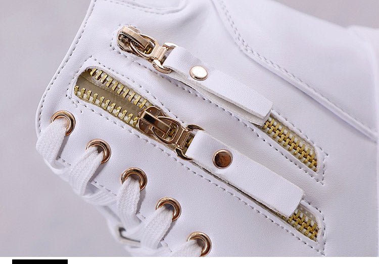 Thick - soled High - top Women's Shoes Spring And Autumn Lace - up White Shoes Casual Women's Shoes - Taylor K Shop
