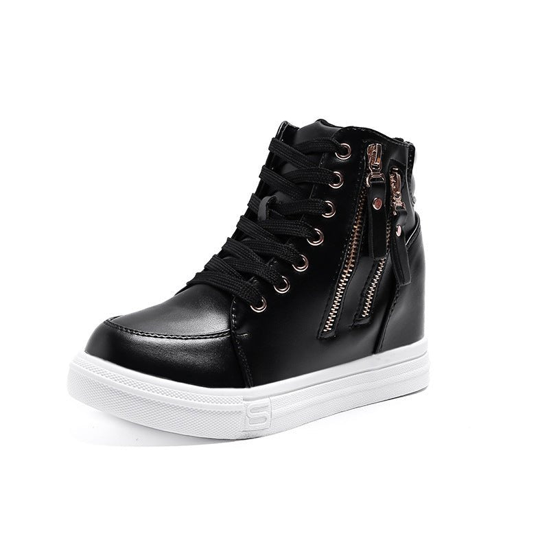 Thick - soled High - top Women's Shoes Spring And Autumn Lace - up White Shoes Casual Women's Shoes - Taylor K Shop