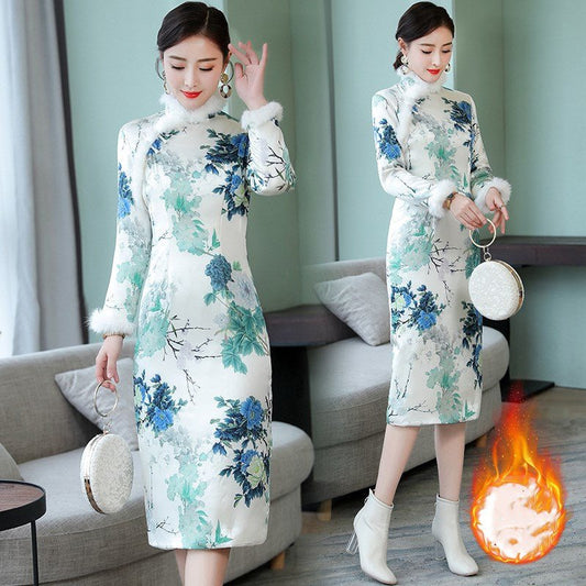 Thickened warm vintage MIDI dresses - Taylor K Shop