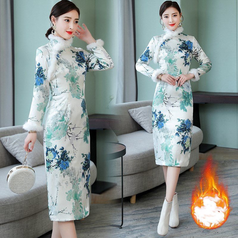 Thickened warm vintage MIDI dresses - Taylor K Shop