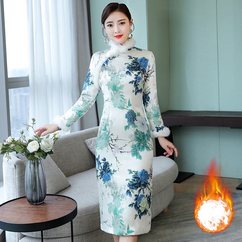 Thickened warm vintage MIDI dresses - Taylor K Shop