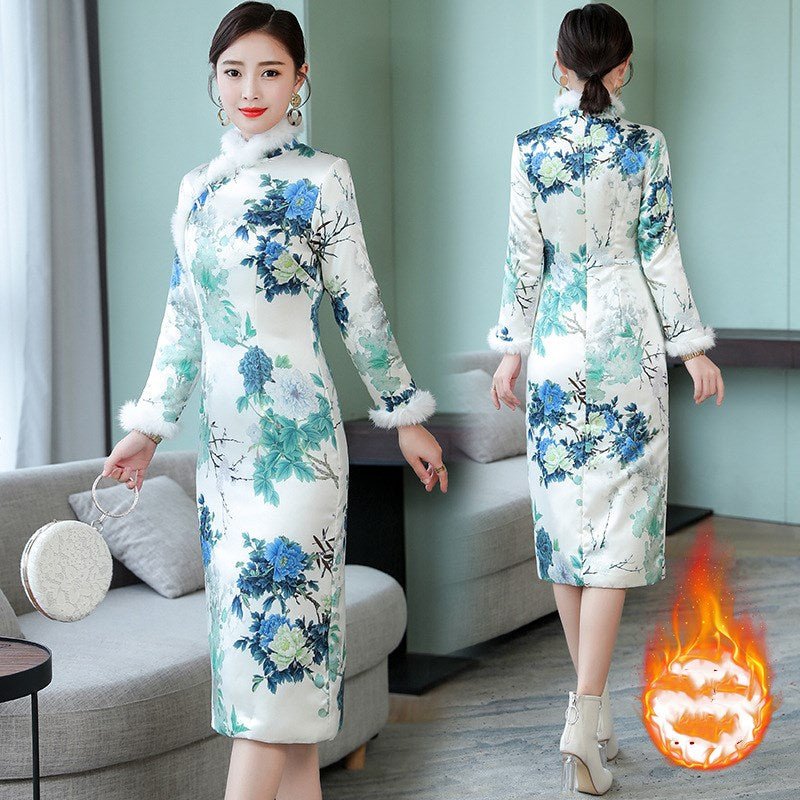 Thickened warm vintage MIDI dresses - Taylor K Shop