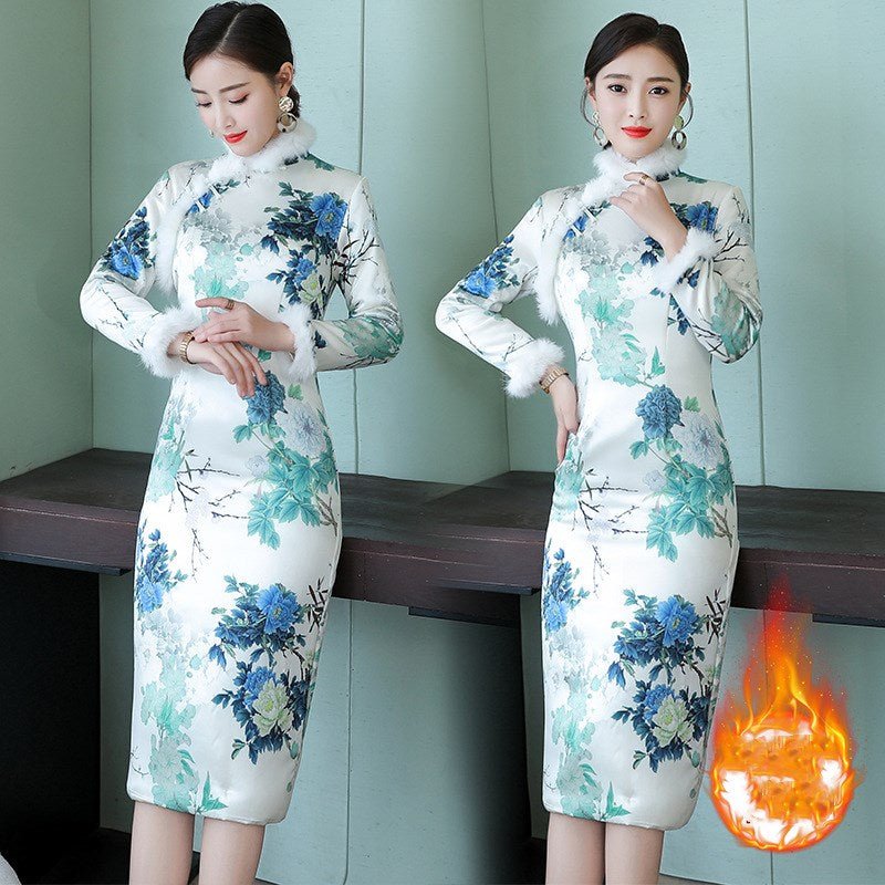 Thickened warm vintage MIDI dresses - Taylor K Shop