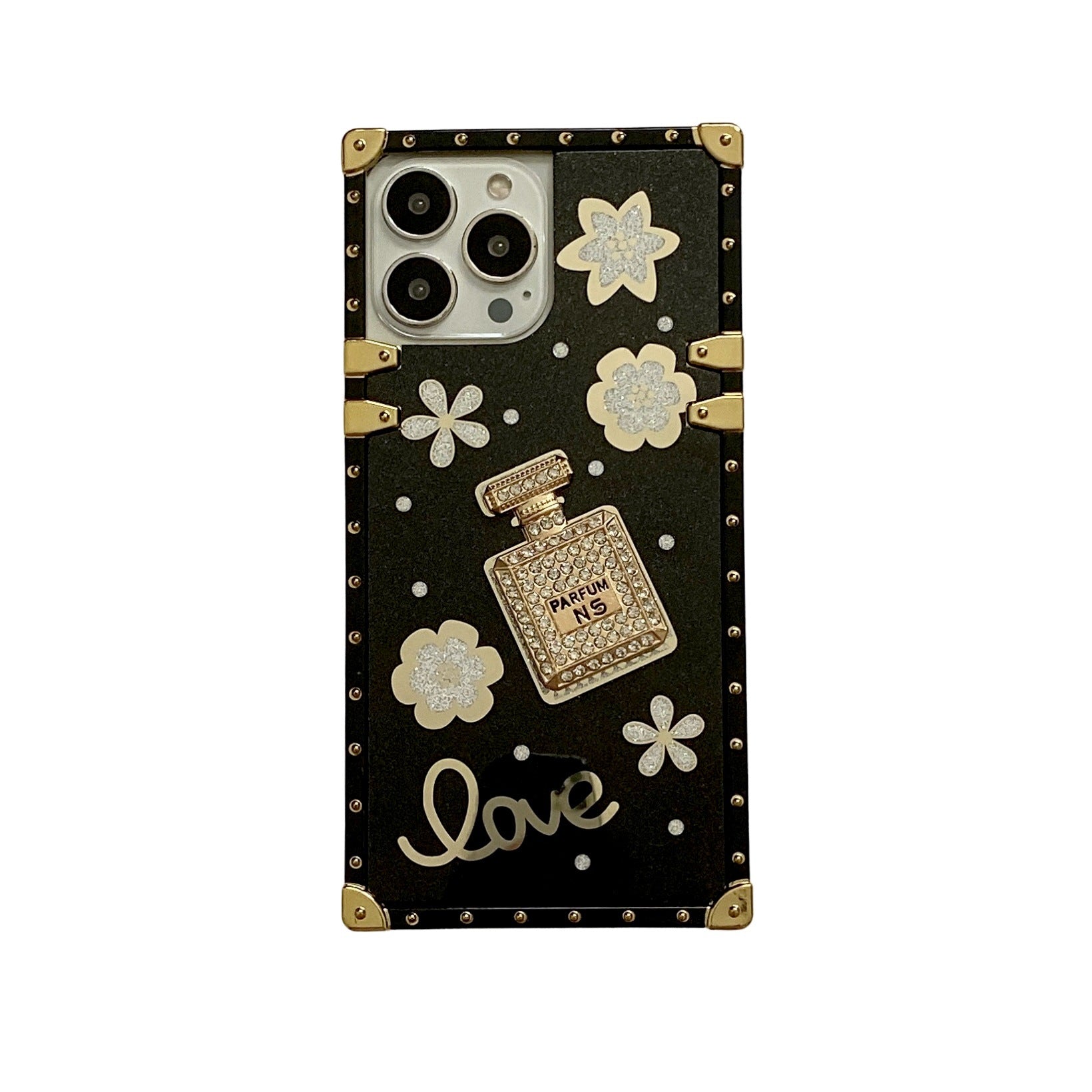 Three Dimensional Diamond - encrusted Perfume Bottle Four Corners Anti - fall Phone Case - Taylor K Shop